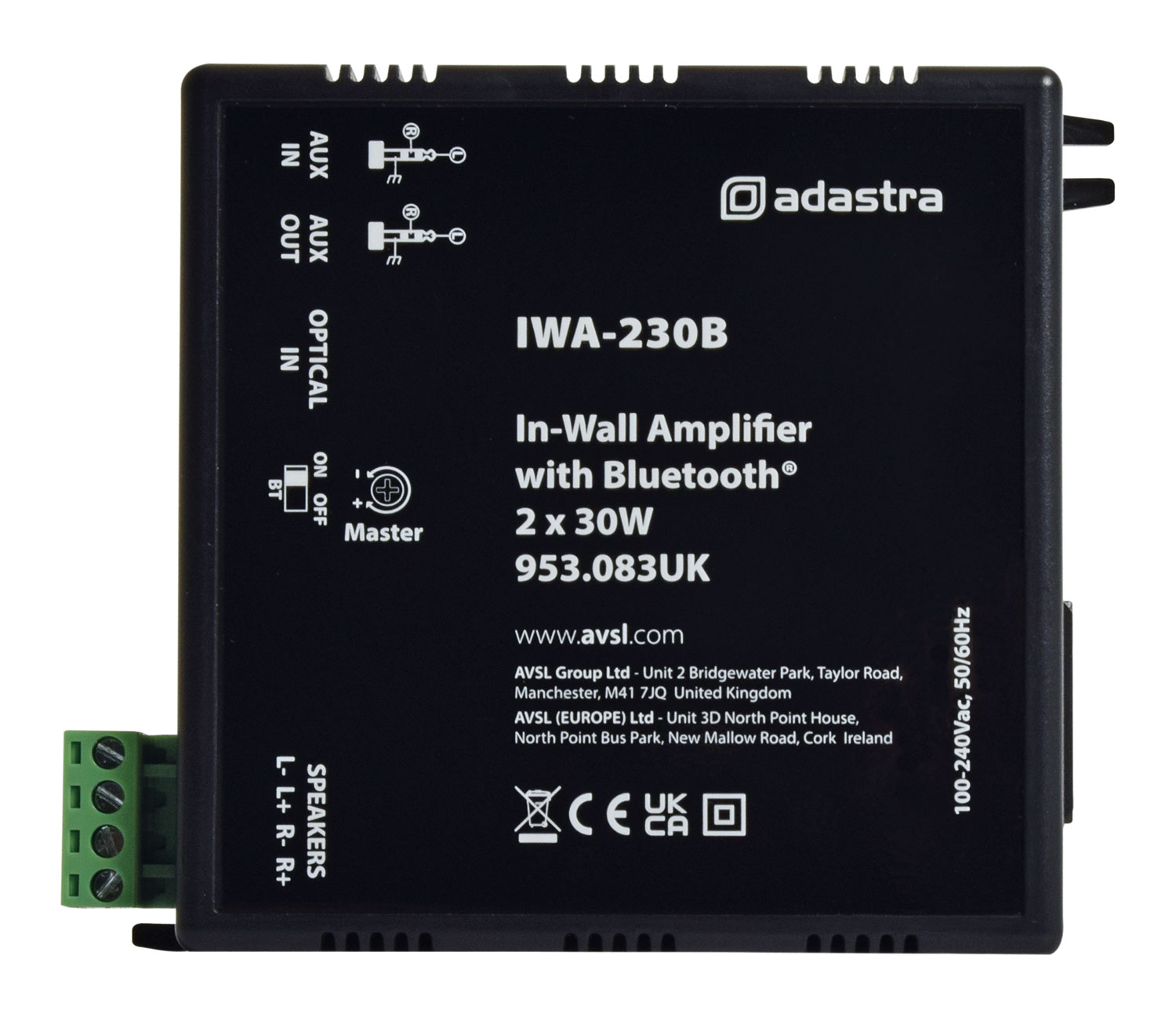 Adastra IWA230B Ugradno pojačalo sa Bluetooth-om 2x30W