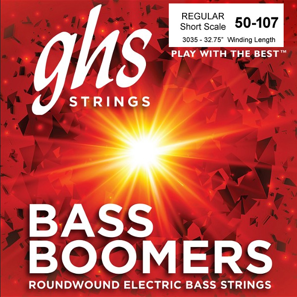 GHS 50-107 3035 Regular Bass Boomers Roundwound 4-String, Short Scale