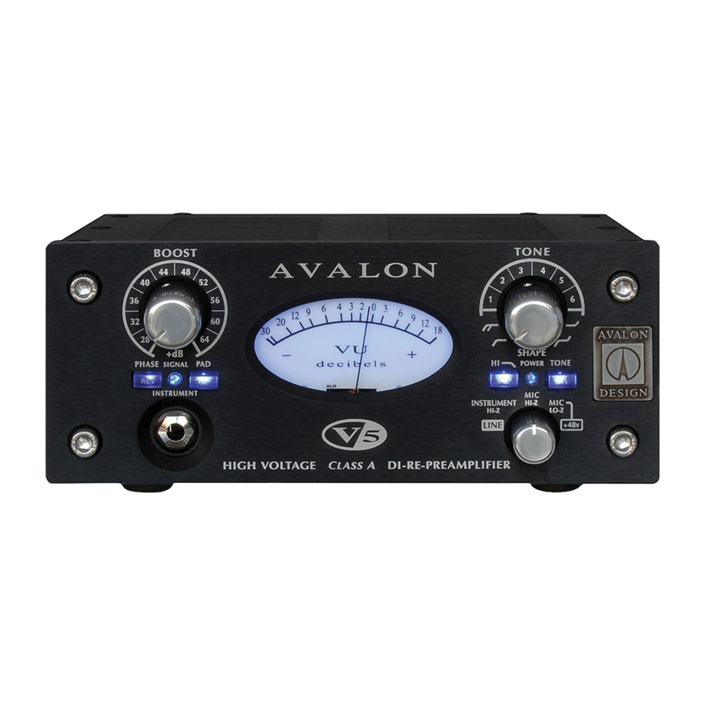 Avalon V5 Mono Pre -Reamp-D.I. in black